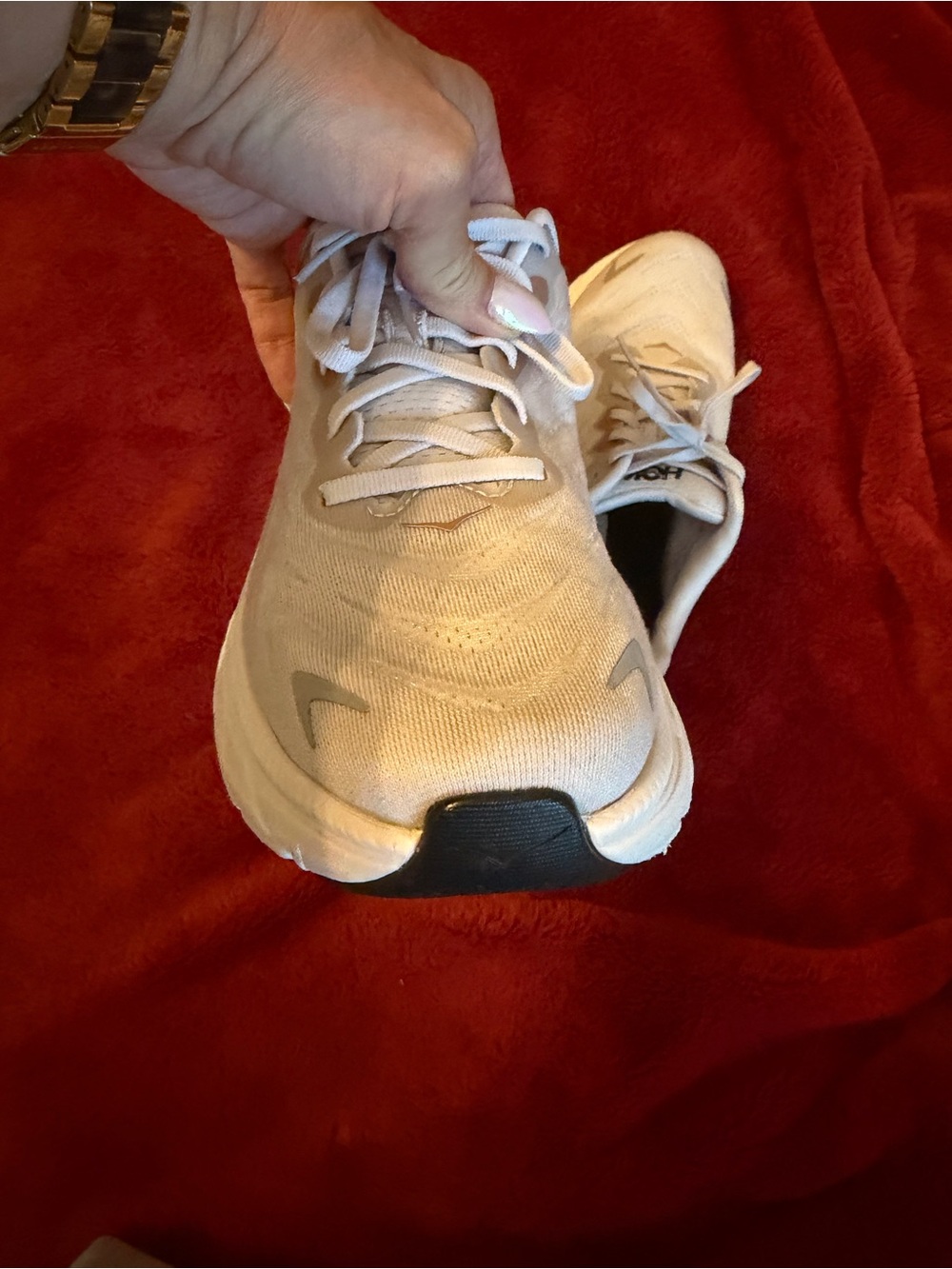 Hoka Women’s 8.5 Light Gray and White Athletic Running Shoes - Picture 8 of 12